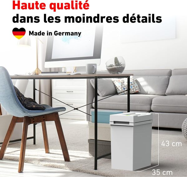 IDEAL 2245 Destructeur de documents, niveau de sécurité P-2, coupe fibres de 4 mm, capacité de 11 feuilles, corbeille de 20 litres, détruit également les trombones/agrafes et les cartes de crédit