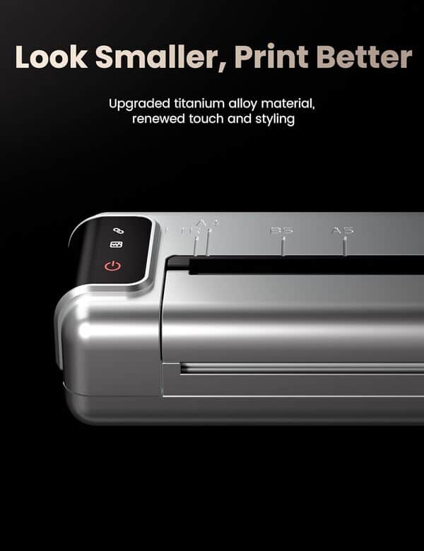Phomemo Q302 Imprimante Thermique A4, Imprimante Portable sans Encre, Connexion Via WiFi, Bluetooth et USB, Supporte Le Papier Thermique A4 (210x297mm), B5, A5, Mini Portable Imprimante, Argenté