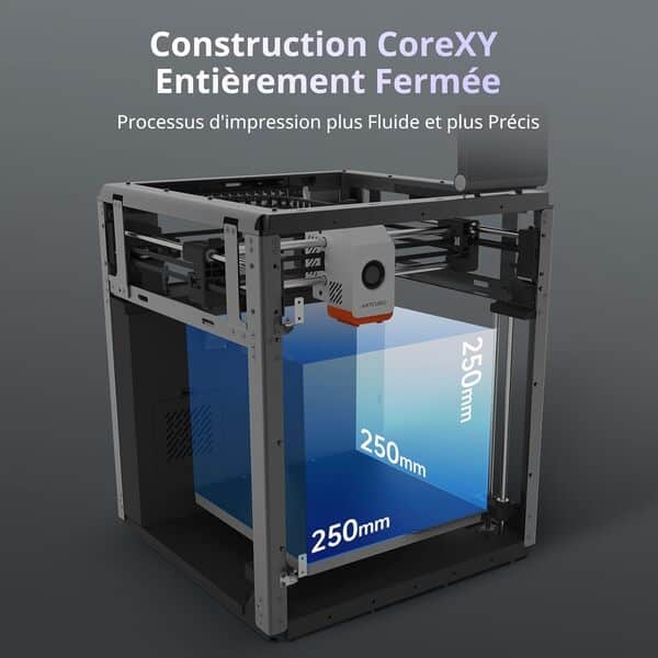 Anycubic Kobra S1 Imprimante 3D, 600 mm/s Impression Haute Vitesse, Construction CoreXY Entièrement Fermée, Intelligente Multicolore Imprimante FDM, LeviQ 3.0, Taille d'impression 250 * 250 * 250 mm