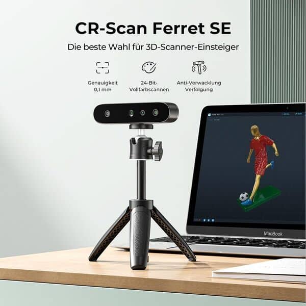 Creality Scanner 3D pour Imprimantes 3D, CR-Scan Ferret SE Machine de Numérisation Portable, 30FPS Vitesse Numérique & 0.1mm Précision, ASIC Chipset Pleine Couleur, Compatible pour PC Windows/Mac OS