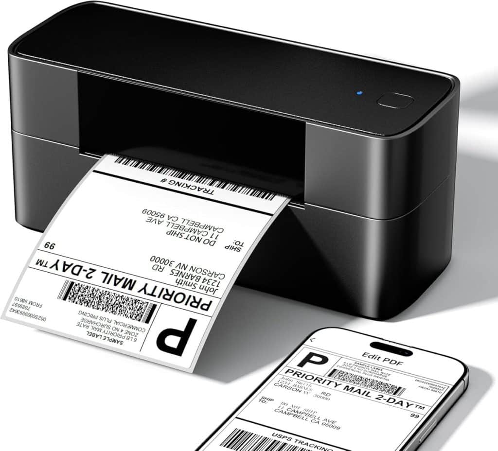 Imprimante étiquettes D'expédition Z1 Plus Bluetooth - Format 4x6 Pouces, Compatible Amazon, EBay, Shopify (noir)