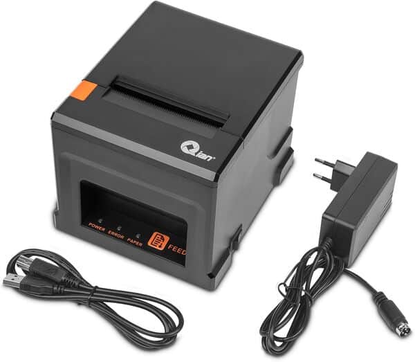 Yeyian Qian – imprimante de reçus Thermique, 80mm, POS, découpe Automatique ESC/POS | Vitesse 220 mm/s | Pilote Windows, MacOS, Linux | Support Mural | Connexion USB, LAN (Ethernet)