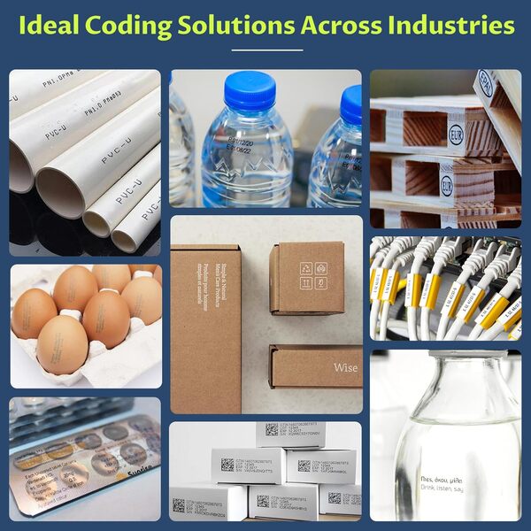 YEV Imprimante à encre portable VP127 - Impression continue améliorée de 16 heures avec capteur photoélectrique pour numéros de lot, logos, numéros de série, codes-barres et codes QR sur divers