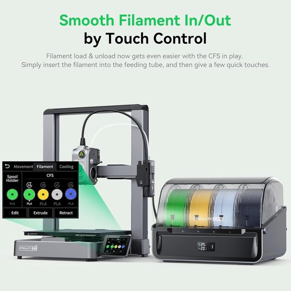 Creality Imprimante 3D Hi Combo CFS 16 couleurs, 500 mm/s, nivellement automatique, détection de filaments, 95 % pré-assemblé, boîtier métallique, 260 x 260 x 300 mm