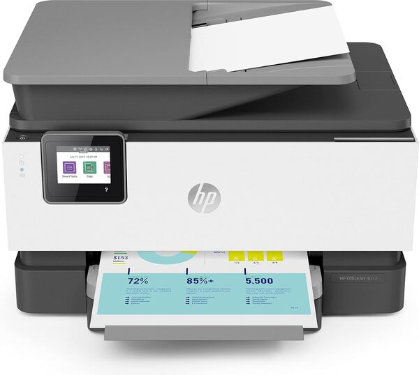 HP OfficeJet Pro 9012 Imprimante tout-en-un Jet d'encre couleur - 2 mois d'Instant ink inclus (A4 Copie Scan Chargeur de documents Scan Recto verso Fax USB Wifi Bac grande capacité 250 feuilles)