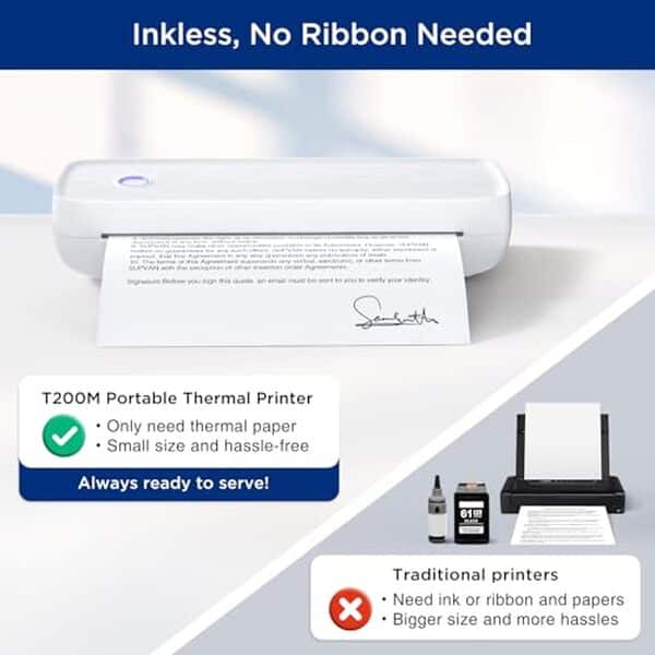 Découvrez l'imprimante portable SUPVAN T200M avec ses 300 DPI pour des impressions de qualité et une autonomie impressionnante pour vos besoins quotidiens