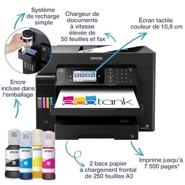 Découvrez notre test complet de l'imprimante multifonction EcoTank et-16650 wi-fi : performance, économies d'encre et connectivité analysées en détail. 