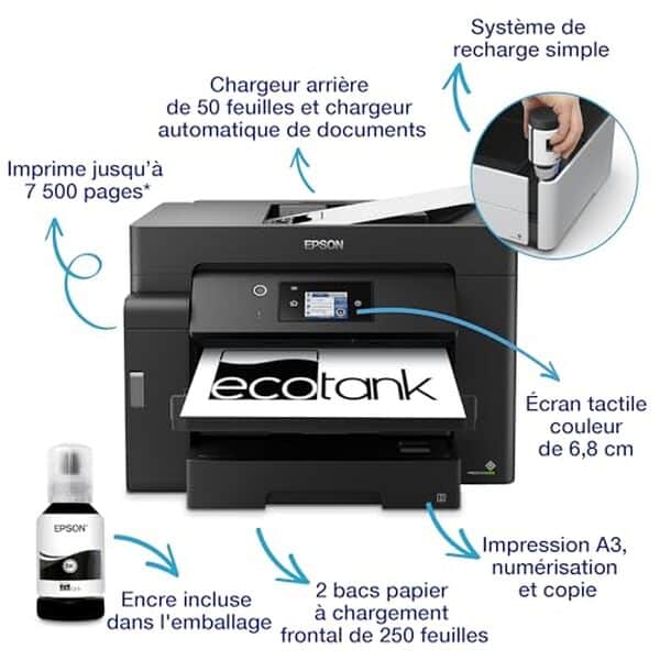 Découvrez notre test complet de l'imprimante monochrome Epson EcoTank ET-M16600 : performances, consommation d'encre et verdict final pour les professionnels. 